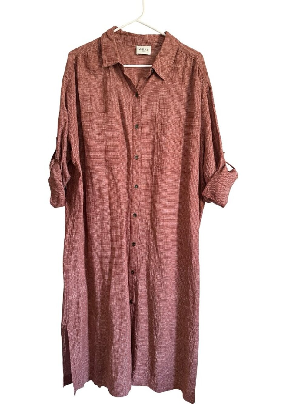 NWT Wrap London Dress Linen Midi Dress Pockets Lagenlook Fall Granola Girl 12